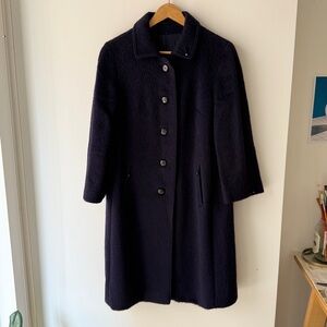 Vintage Navy Llama Mohair Wool Blend Coat